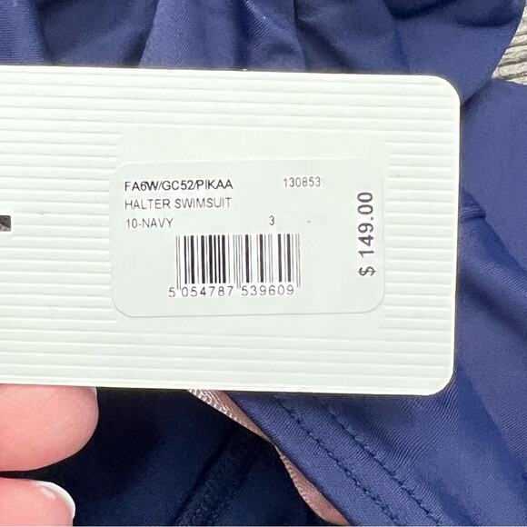 NWT Ted Baker 3 navy blue halter style one piece swimsuit size 8 B108 - Picture 3 of 6